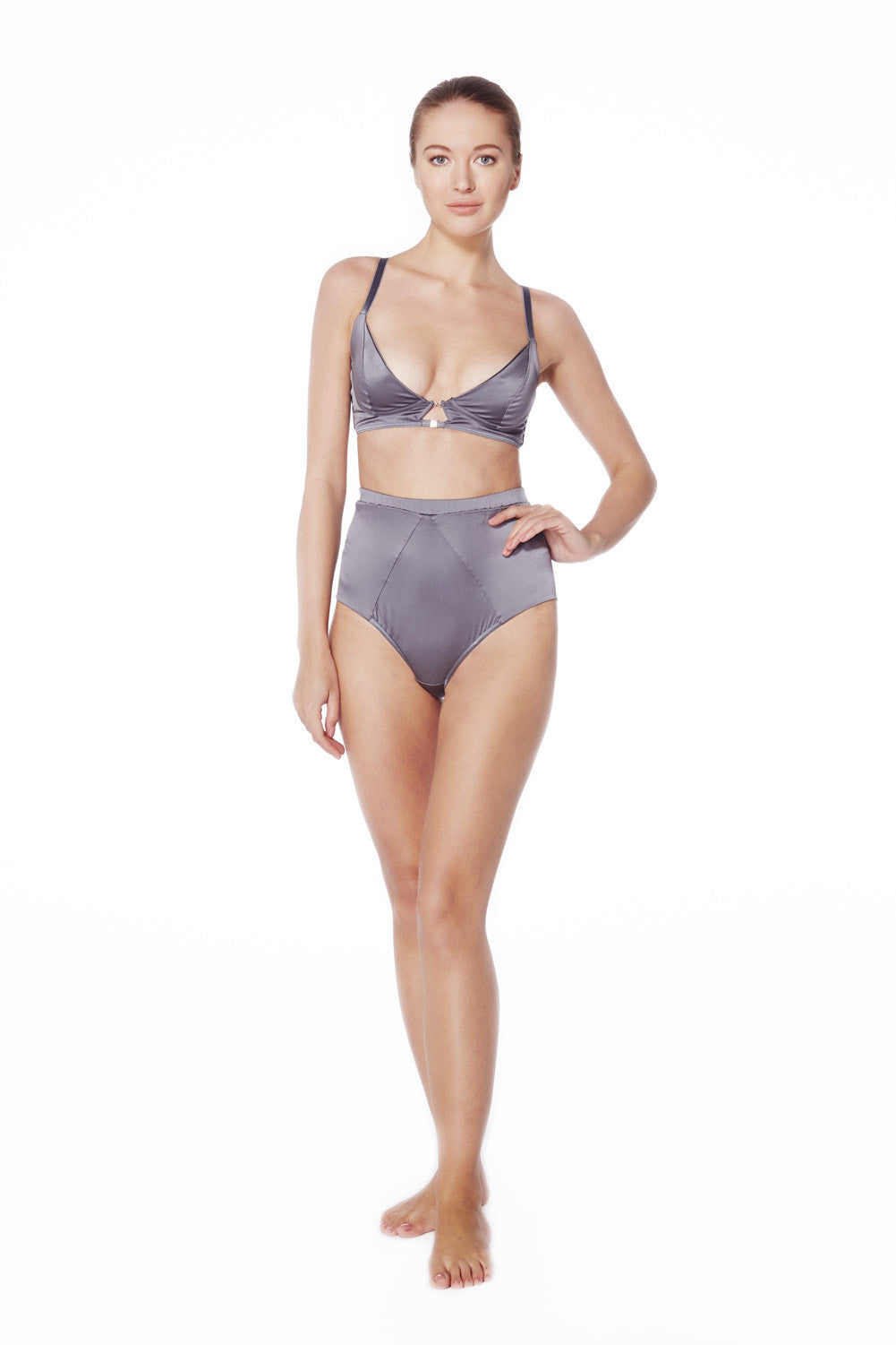 Graphite Satin Triangle Bra